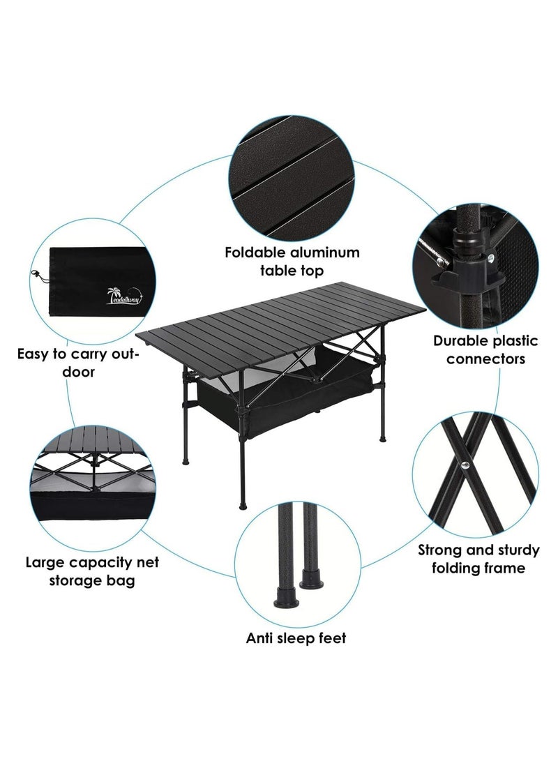 Foldable Table Portable Camping Table Picnic Table Backpacking Table with Storage Waterproof Pocket for Outdoor BBQ Cookout Picnic Beach Camping and Beach (120 x 55 x 50CM) - Image 3
