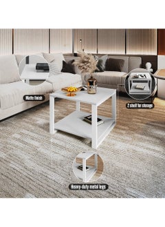 RIGID Two-Tier Coffee Table White 45x60x60cm  - Image 4