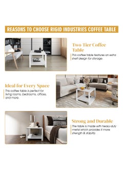 RIGID Two-Tier Coffee Table White 45x60x60cm  - Image 3