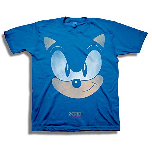 SEGA boys Sonic the Hedgehog Big Face Short Sleeve Tshirt T Shirt, Royal, Large US - Image 1