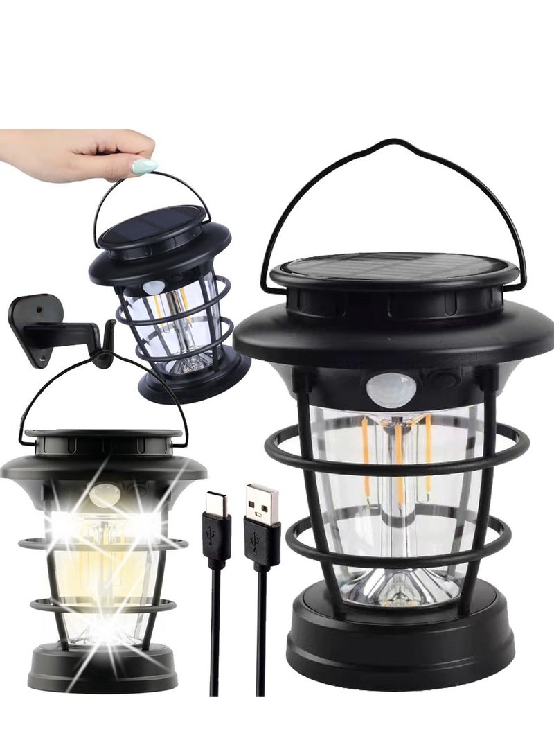 SMARTX Portable Hanging Solar Wall Lights Outdoor, Solar Camping Lights with Different Lighting Modes & Motion Sensor, Waterproof LED Solar Camping Lantern Lamp - Image 1