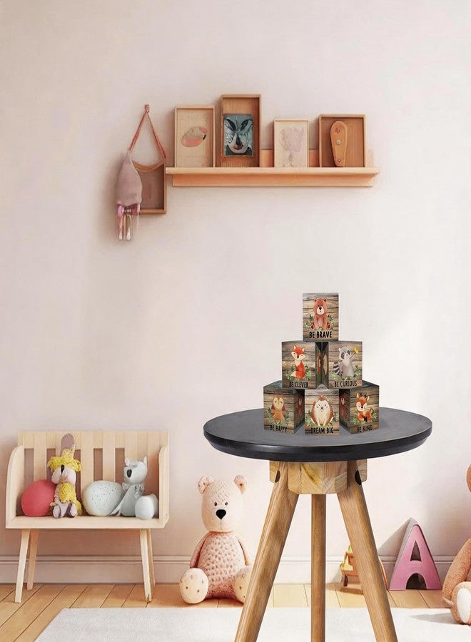 FQDGTFA Nursery Decor Animals Wall Decor Set of 6, Inspirational Woodland Nursery Decor Table Wooden Decorations, Animals Shelf Decoration for Bedroom Playroom Gifts, 1.6 Inch - Image 5