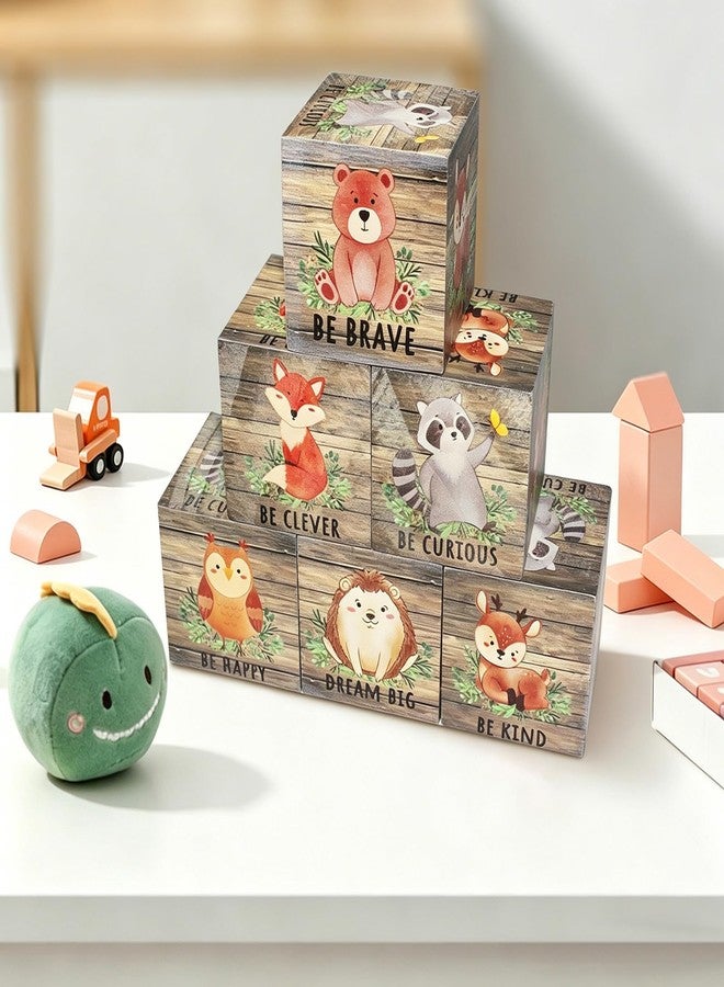 FQDGTFA Nursery Decor Animals Wall Decor Set of 6, Inspirational Woodland Nursery Decor Table Wooden Decorations, Animals Shelf Decoration for Bedroom Playroom Gifts, 1.6 Inch - Image 2