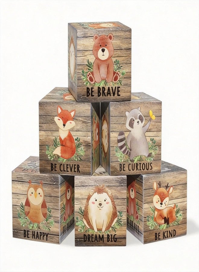 FQDGTFA Nursery Decor Animals Wall Decor Set of 6, Inspirational Woodland Nursery Decor Table Wooden Decorations, Animals Shelf Decoration for Bedroom Playroom Gifts, 1.6 Inch - Image 1