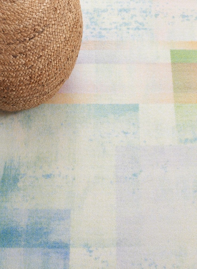 SAFAVIEH Washable Rug Paint Brush Collection - 8'9" x 12', Blue & Green, Slip Resistant & Easy to Clean, Ideal for Living Room, Bedroom, Nursery, Kids Playroom, Dining Space (PTB188M) - Image 3