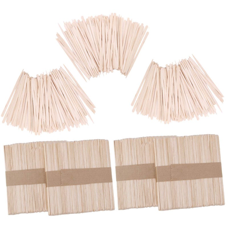 Senkary 500 Pieces Wooden Wax Sticks Waxing Spatula Applicators Wood Craft Sticks for Body Eyebrow Legs Face Hair Removal Small and Large - Image 2