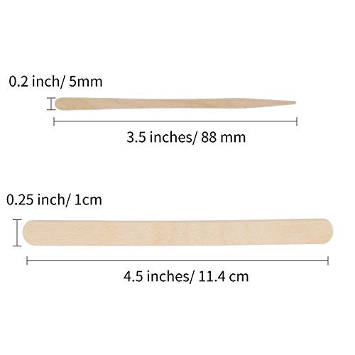 Senkary 500 Pieces Wooden Wax Sticks Waxing Spatula Applicators Wood Craft Sticks for Body Eyebrow Legs Face Hair Removal Small and Large - Image 3