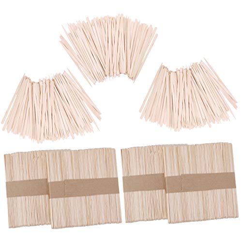 Senkary 500 Pieces Wooden Wax Sticks Waxing Spatula Applicators Wood Craft Sticks for Body Eyebrow Legs Face Hair Removal Small and Large - Image 1