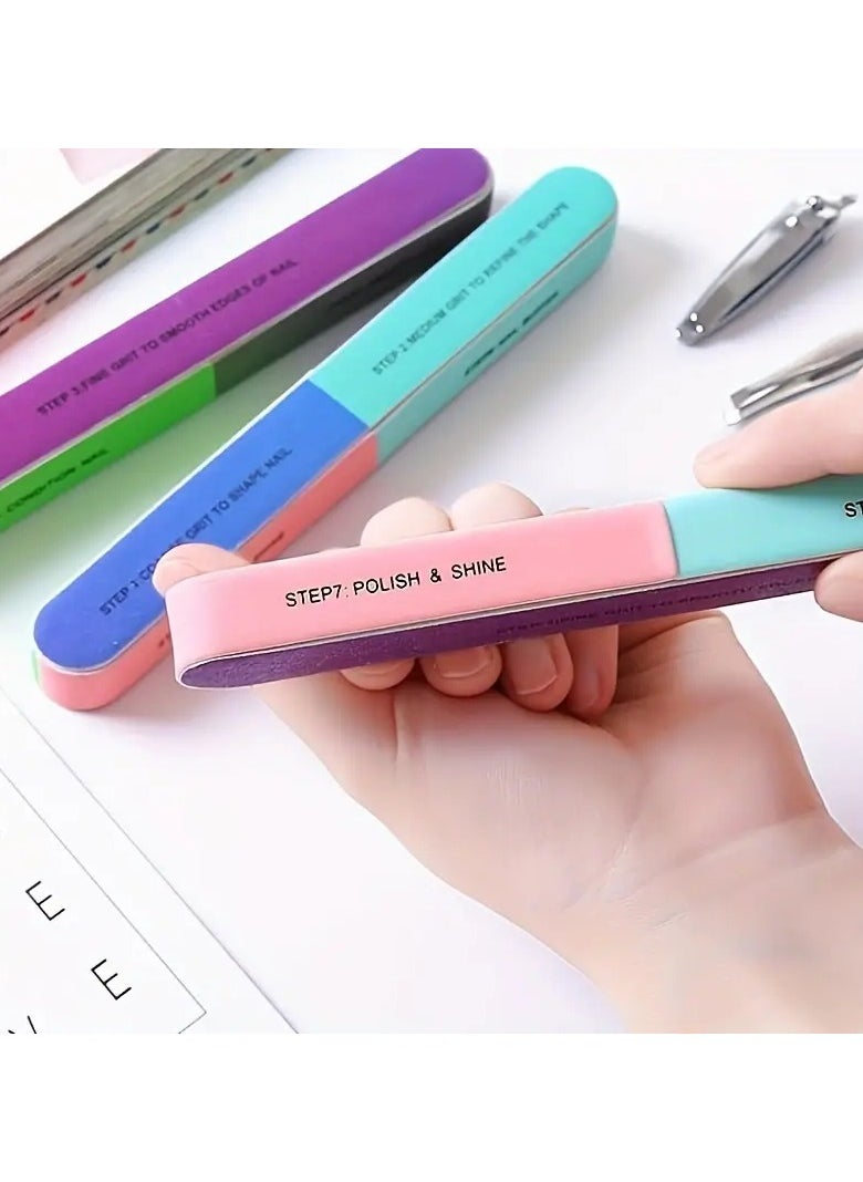 Goolsky - 7-Step EVA Nail File, 1pc Multifunctional Nail Polish Strip, Polishing & Shaping Manicure Tool, Durable Edging File For Nail Care, Colorful Nail Buffer - Image 1