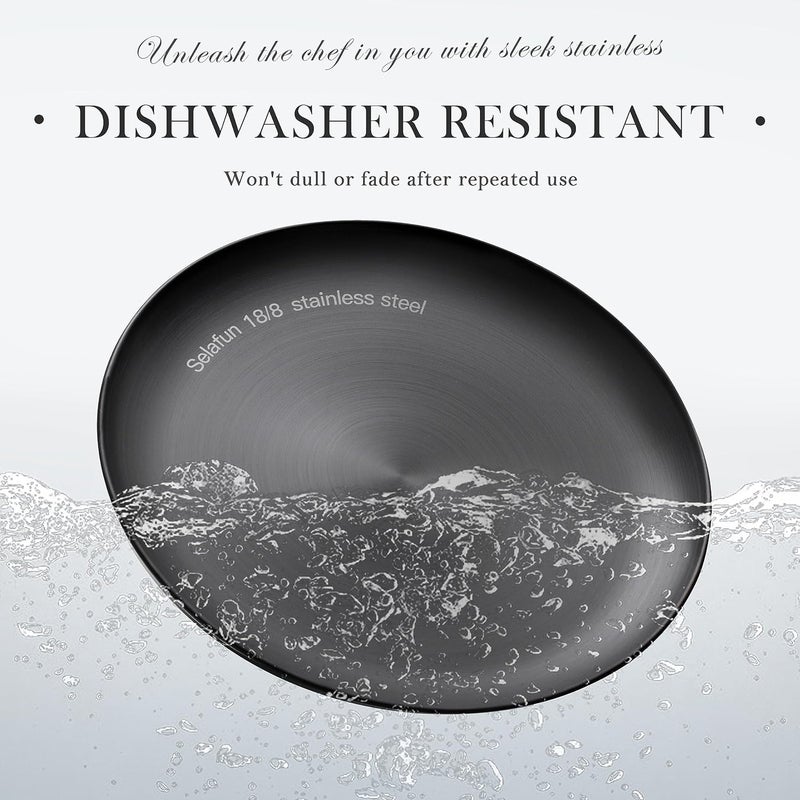 Selafun Stainless Steel Plates Metal 188 Round Dinner Plates  Set of 4  FoodGrade Dishwasher Safe 9inch Salad Plates for Camping Kids Dining Outdoor Gold - Image 4