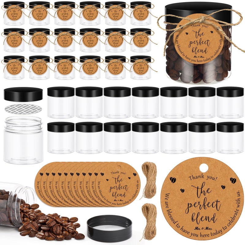 FoldTier 102 Pcs Coffee Bean Wedding Favors for Guests 50 Coffee Bean Jars with Lids 50 Thank You Tags Wedding Tags with Hemp Ropes Thank You Gifts No Beans - Image 2