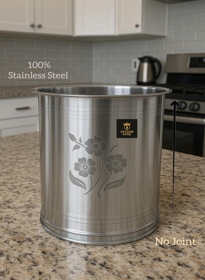 Esteem King Stainless Steel Storage Box Drum with Laser Etching Aata Rice Drum Food Storage Containers Steel Tanki Steel Dabba Keeper for Kitchen Food Items (Pack of 3) (10Kg,18Kg,25Kg) - Image 3