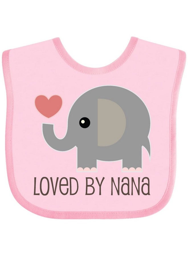 inktastic Loved By Nana Grandchild Elephant Baby Bib Pink 18f4a - Image 1