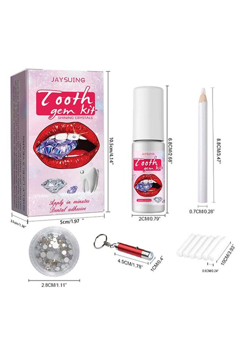 Jaysuing - Teeth Gem Kit with Cotton Rolls UV Light Gem Suit Gems Picker and UV Bonding Resin Easy to Use and Remove Safe Great Fashionable Teeth Jewelry Starter Kit Tooth Gem Kit for Professional DIY - Image 1