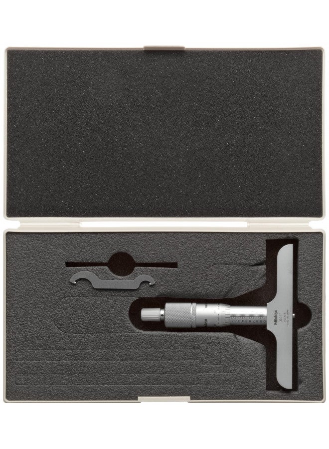 Mitutoyo Mitutoyo 128-106 Vernier Depth Gauge, Micrometer Type, 0-1" Range, 0.001" Graduation, +/-0.003mm Accuracy, 4" x 0.63" Base  - Image 2