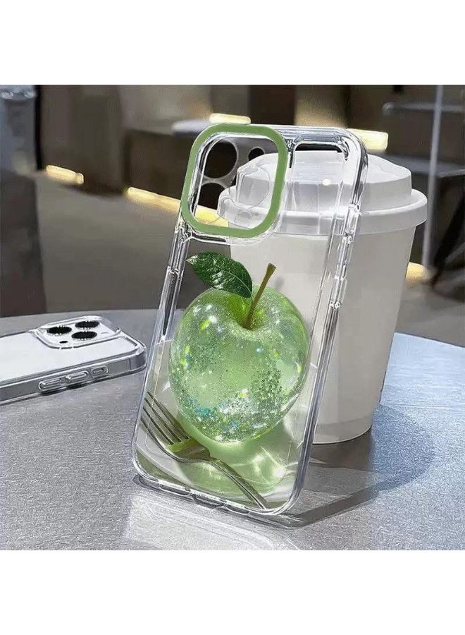 NIBEMINENT Green Crystal Apple Protective TPU Case Cover For iPhone 16 Pro Max, Clear