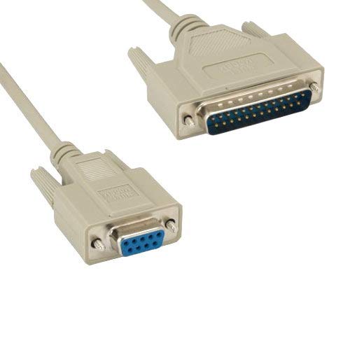 KENTEK 25 Feet FT DB9 Female to DB25 Male Null Modem Serial Printer Cable Adapter Cord 28 AWG F/M Molded D-SUB RS-232 Crossover 9 to 25 Pin for PC Mac Serial Device - Image 1