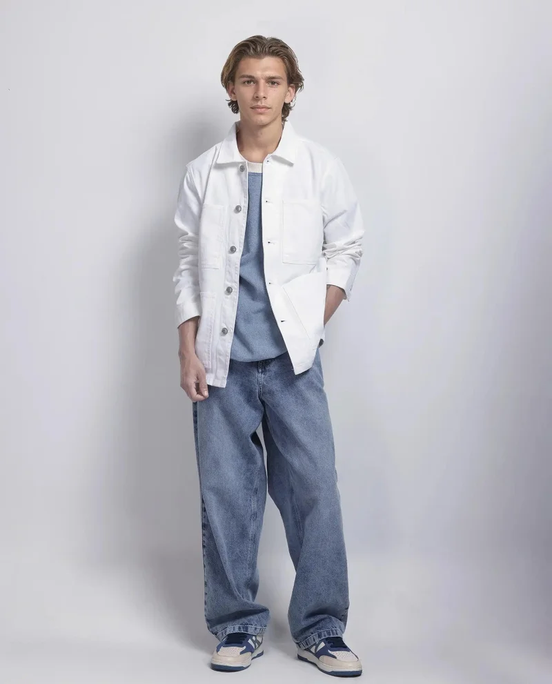 Rare Rabbit Men's Button Closure Plain Denim Jacket