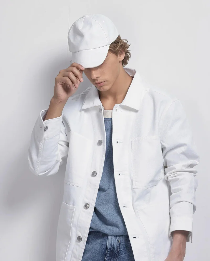 Rare Rabbit Men's Button Closure Plain Denim Jacket