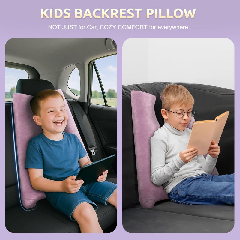 FAIORD Car Pillow for Kids, Travel Pillow with Adjustable Strap, Kids Floor Pillows Cushions for Adults and Children to Support Head and Body Road Trip Essentials (Purple) - Image 5
