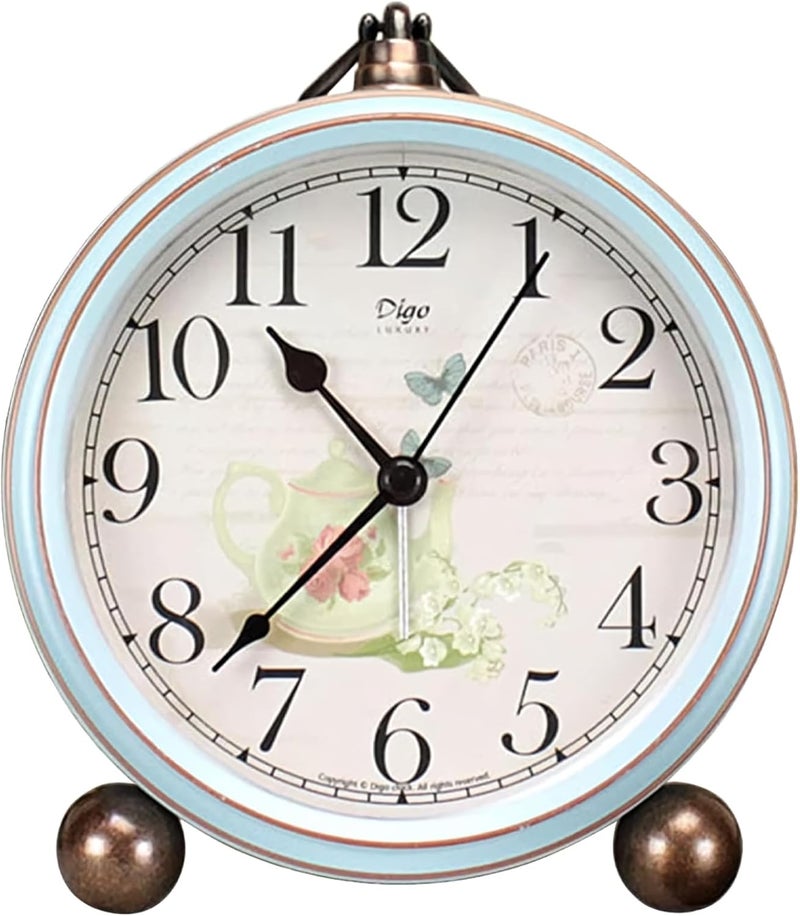 MAX SPACE 5.2in Desk Clock, Retro Silent Analog Clock Non-Ticking & Battery Operated with Quartz Movement,Clock Decor for Bedroom Living Room - Image 1