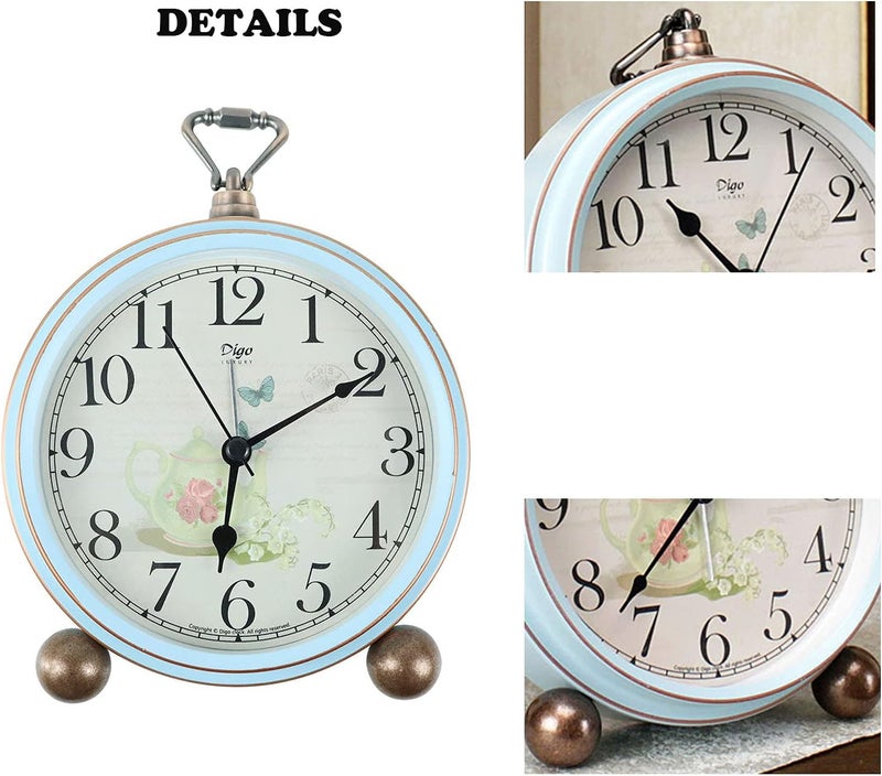 MAX SPACE 5.2in Desk Clock, Retro Silent Analog Clock Non-Ticking & Battery Operated with Quartz Movement,Clock Decor for Bedroom Living Room - Image 5
