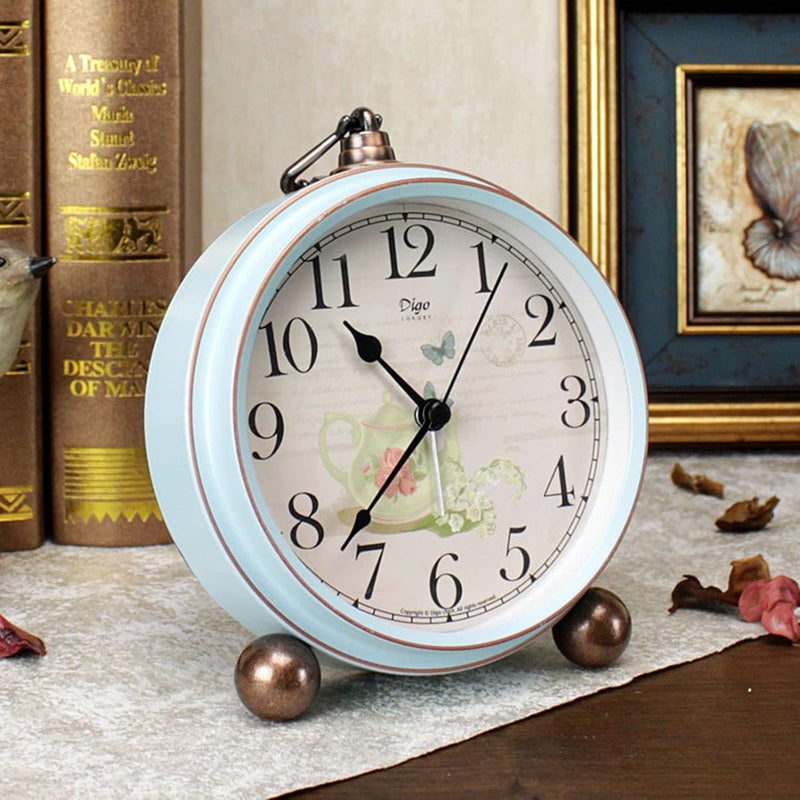 MAX SPACE 5.2in Desk Clock, Retro Silent Analog Clock Non-Ticking & Battery Operated with Quartz Movement,Clock Decor for Bedroom Living Room - Image 3