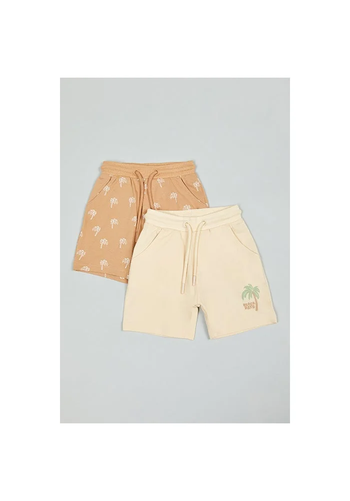 أر أند بي 2 Pack Printed Shorts with Drawstring Wasit