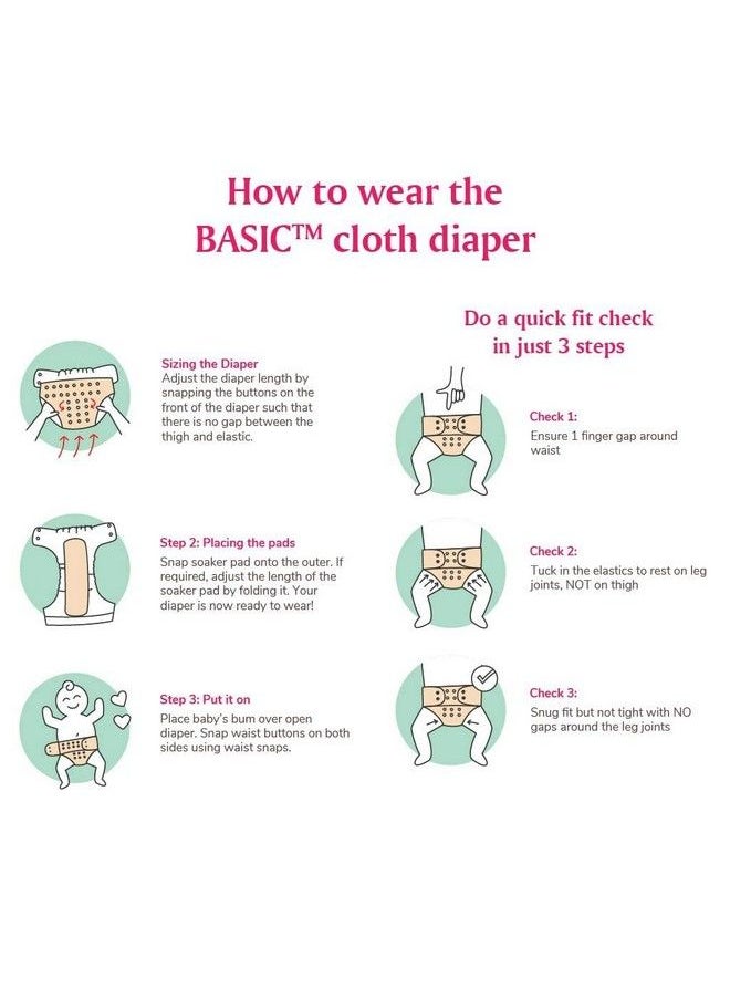 Superbottoms Basic Easy Pack Of 2 Freesize Washable & Reusable Waterproof Adjustable Cloth Diaper For Babies With Quick Drying Prefold Style Soaker(Insert) & Dry Feel Layer On Topassorted (Print May Vary)  - Image 5