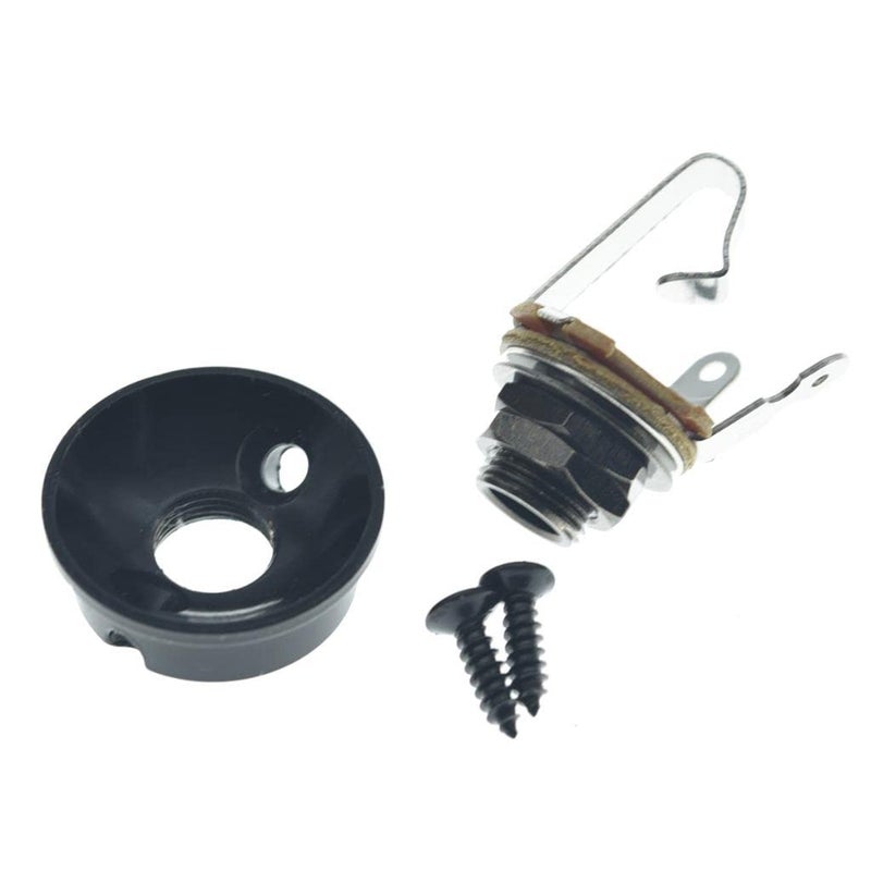 KAISH Black Nickel Brass American Thread Electric Guitar Jackplate Electrosocket Jack Plate with Brass Output Mono Jack and Screws for TLTele Guitars - Image 2