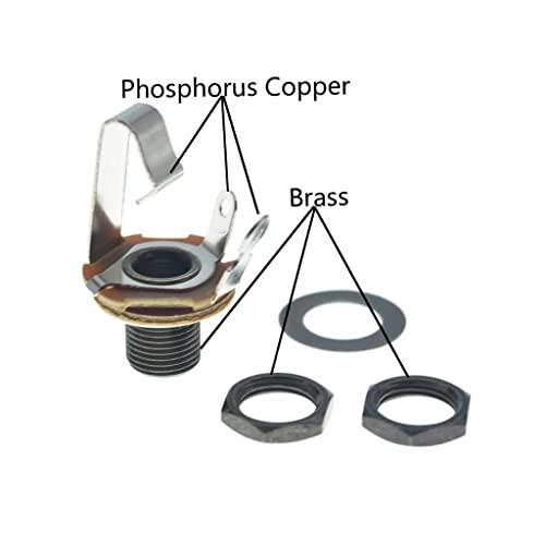 KAISH Black Nickel Brass American Thread Electric Guitar Jackplate Electrosocket Jack Plate with Brass Output Mono Jack and Screws for TLTele Guitars - Image 3