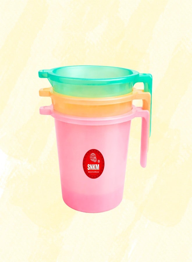 SNKM® - Bath Mug | Plastic Plain Design Bathroom Mug with Handle | 1.5 Liter | Unbreakable | 100% Food Grade Plastic Meterial | Strong & Durable | Lightweight (Multicolour, 1.5 Liter, Pack of 1) - Image 4