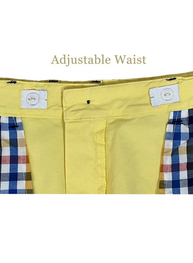 KID1234 Boys Shorts - Flat Front Shorts with Adjustable Waist,Chino Shorts for Boys 5-14 Years,6 Colors to Choose, Yellow, 11-12 Years - Image 5
