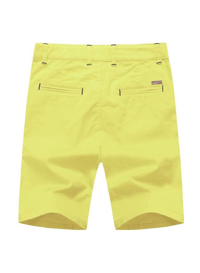 KID1234 Boys Shorts - Flat Front Shorts with Adjustable Waist,Chino Shorts for Boys 5-14 Years,6 Colors to Choose, Yellow, 11-12 Years - Image 2