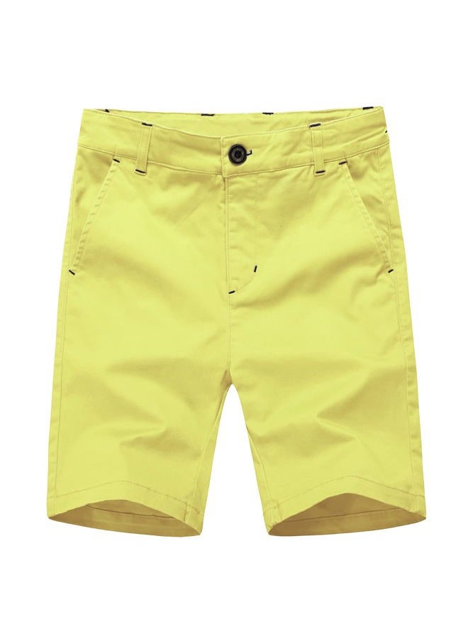 KID1234 Boys Shorts - Flat Front Shorts with Adjustable Waist,Chino Shorts for Boys 5-14 Years,6 Colors to Choose, Yellow, 11-12 Years - Image 1