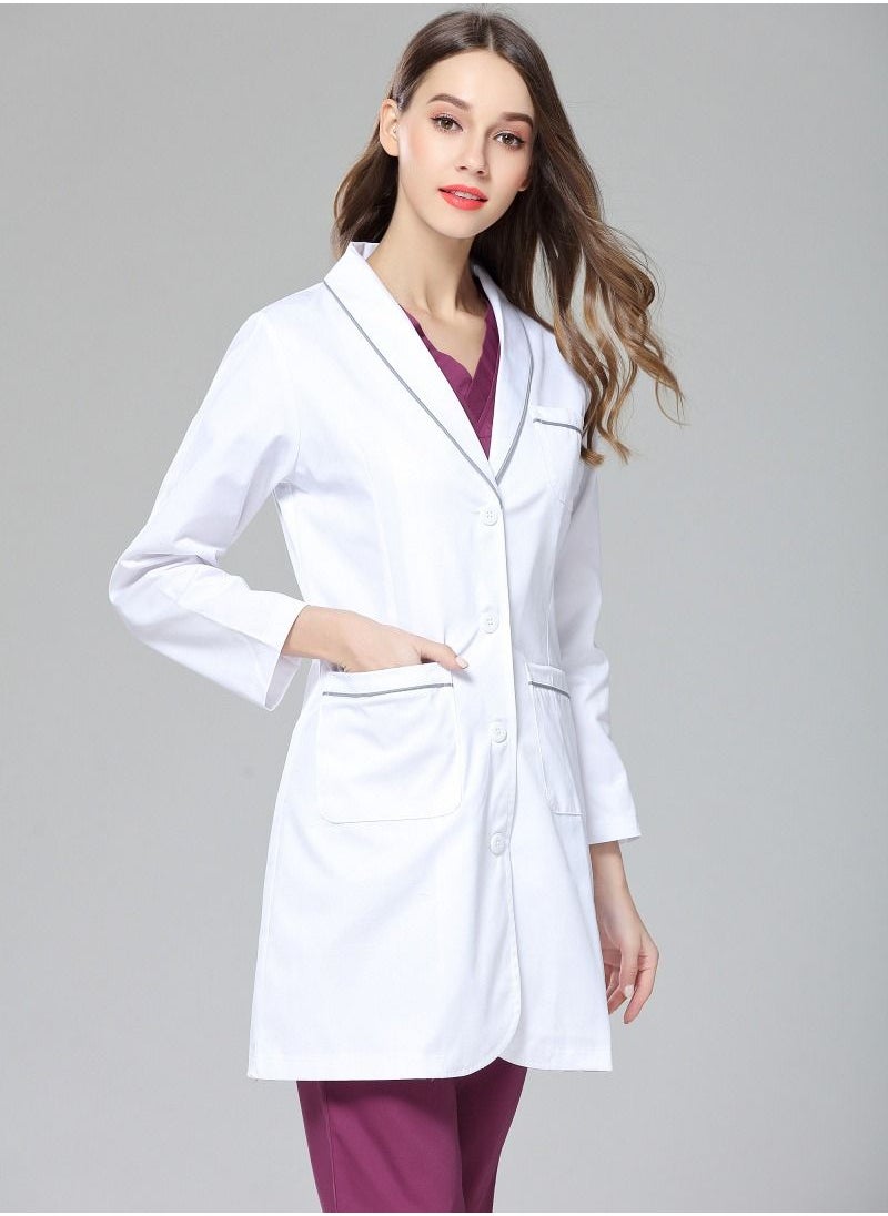 Gasin Long Sleeves Lab Coat White  - Image 2