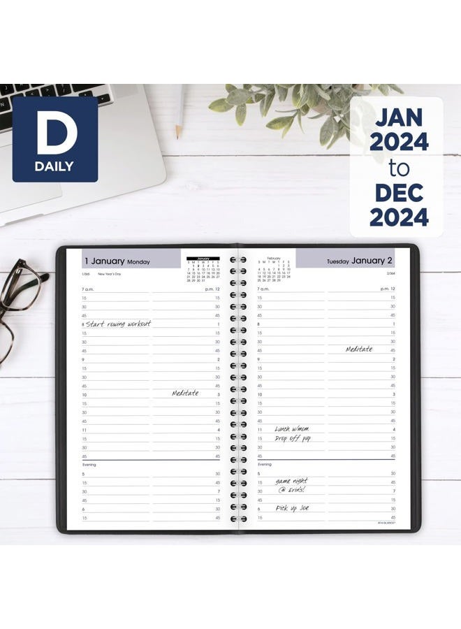 AT-A-GLANCE 2024 Daily Appointment Book & Planner, 5" x 8", Small, DayMinder, Black (G1000024) - Image 2
