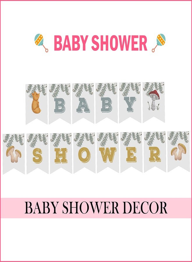 Inkdotpot Ready to Hang, Baby Shower Birthday Bunting, Pre Strung Fox Theme Baby Shower Decorations, Bunting Banner Flags - Image 3