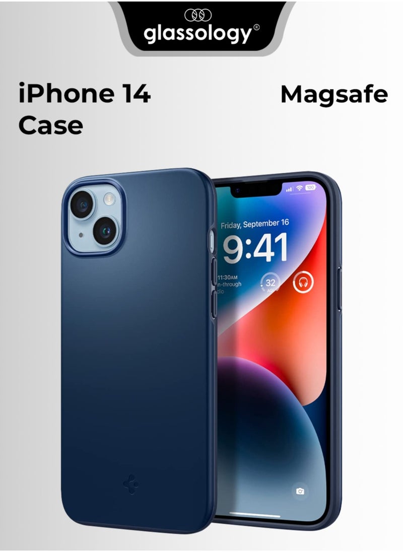glassology - iPhone 14 Case with Magsafe with Scratch-Resistant Thin and Slim Classic Shockproof Protection (Blue) - Image 1