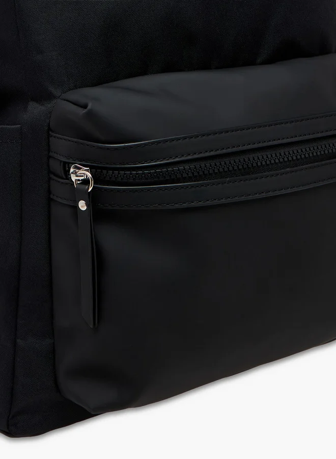 شو اكسبرس Logo Applique Backpack with Adjustable Straps and Zip Closure - 32x16x43 cm