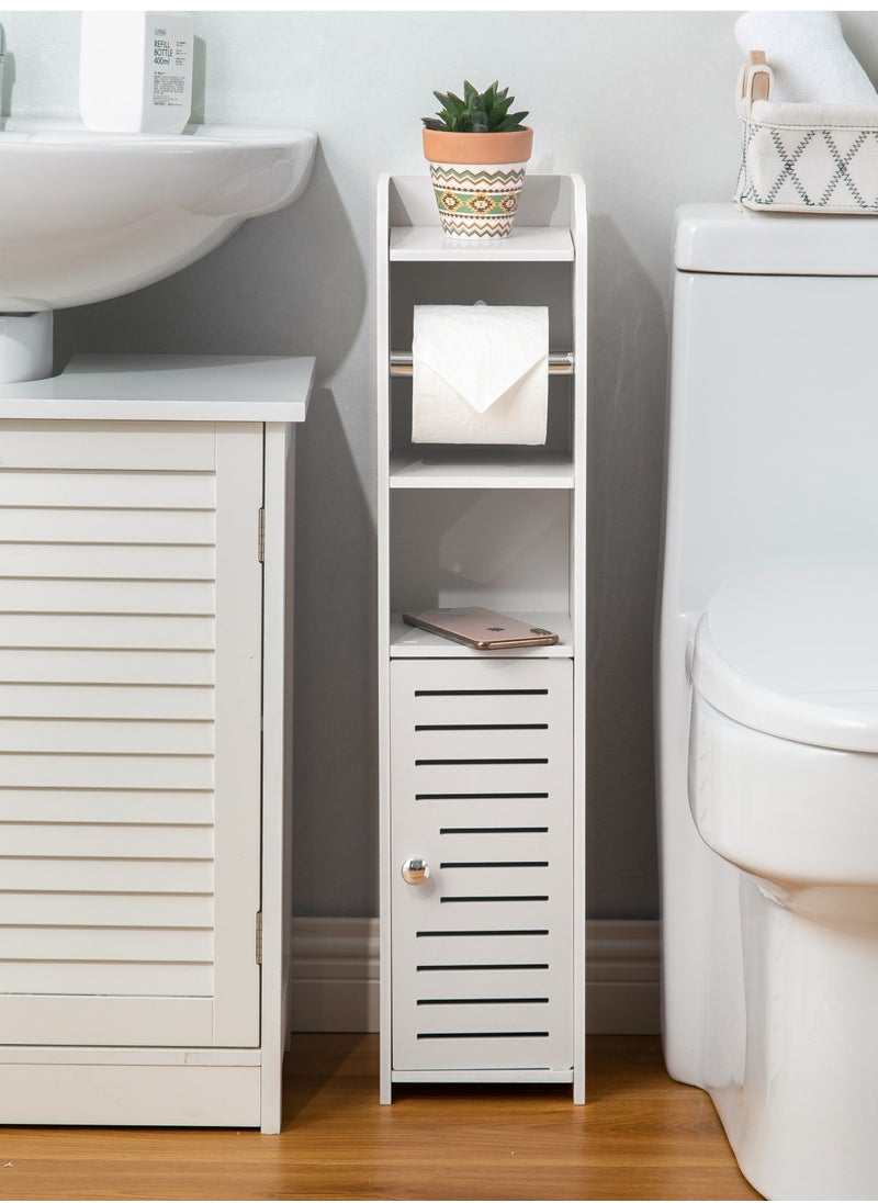AOJEZOR - AOJEZOR Toilet Paper Holder Stand, Storage Cabinet Beside Toilet for Small Space Bathroom,PVC material,Height 76CM(30 in),White - Image 1