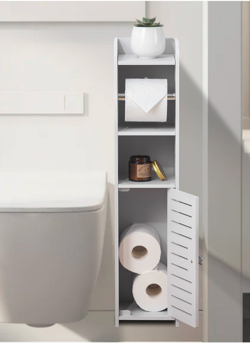 AOJEZOR - AOJEZOR Toilet Paper Holder Stand, Storage Cabinet Beside Toilet for Small Space Bathroom,PVC material,Height 76CM(30 in),White - Image 1
