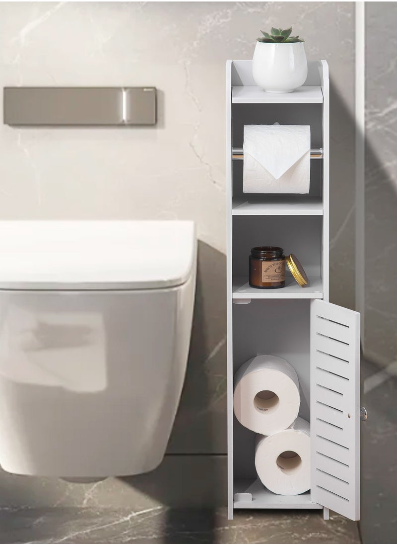 AOJEZOR - AOJEZOR Toilet Paper Holder Stand, Storage Cabinet Beside Toilet for Small Space Bathroom,PVC material,Height 76CM(30 in),White - Image 1
