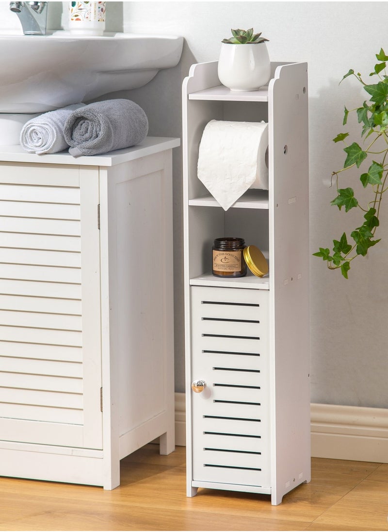 AOJEZOR - AOJEZOR Toilet Paper Holder Stand, Storage Cabinet Beside Toilet for Small Space Bathroom,PVC material,Height 76CM(30 in),White - Image 1