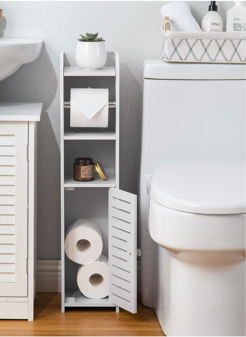 AOJEZOR - AOJEZOR Toilet Paper Holder Stand, Storage Cabinet Beside Toilet for Small Space Bathroom,PVC material,Height 76CM(30 in),White - Image 1
