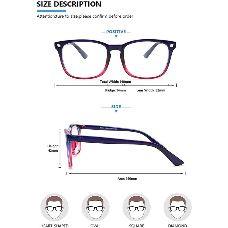 Dervin Blue Light Blocking Glasses Gaming Filter Transparent Square Eyeglasses for Eye Protection Men Women, Computer/Tablet/Laptop/Mobile/TV, Anti-blue & Anti eyestrain - Image 4