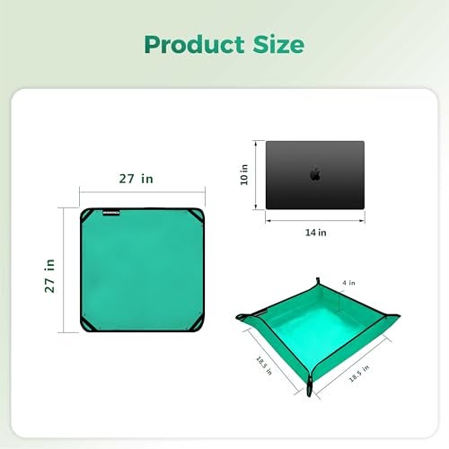 SPONDWILD Large Plant Transplanting Mat - Thickened Waterproof Potting Mat, Succulent Gardening Mat, Portable Repotting Mat for Mess Control (Pe-Green27 x 27") - Image 2