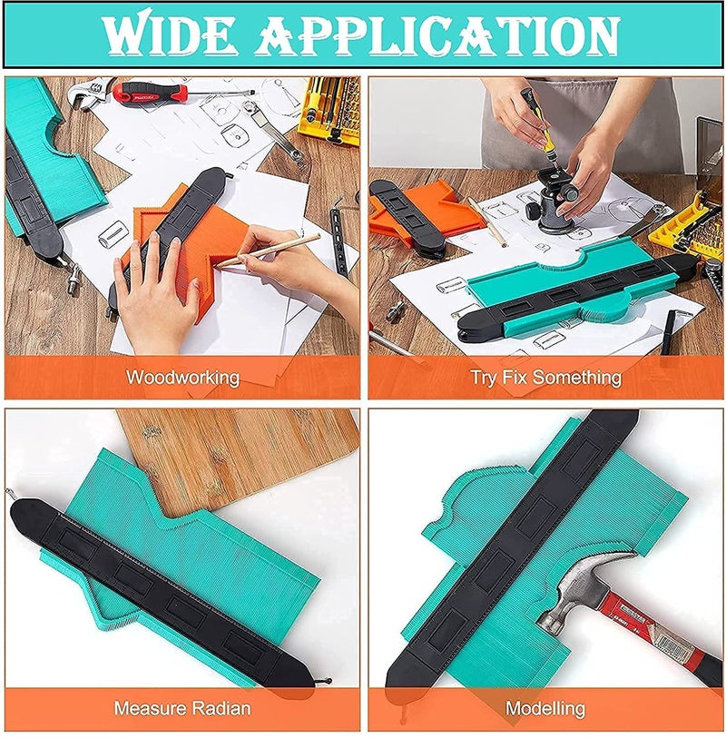 WOLBLIX Wolblix Contour Gauge 10 Inch Widen Plastic Profile Gauge Duplicator Precisely Copy Irregular Shapes Wood Template Measuring Tool for Perfect Fit and Easy Cutting  - Image 2