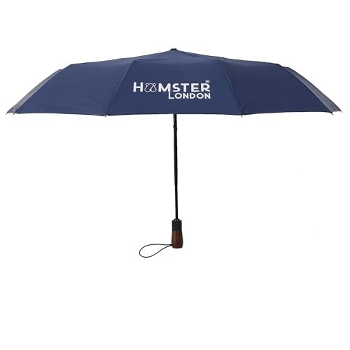 HAMSTER Wooden Automatic Open & Close Pocket Folding Umbrella Umbrella for Women, Men, and Kids 3 Fold Portable Umbrellas for Rain Big Size Windproof Umbrella for Travel (Blue) - Image 4