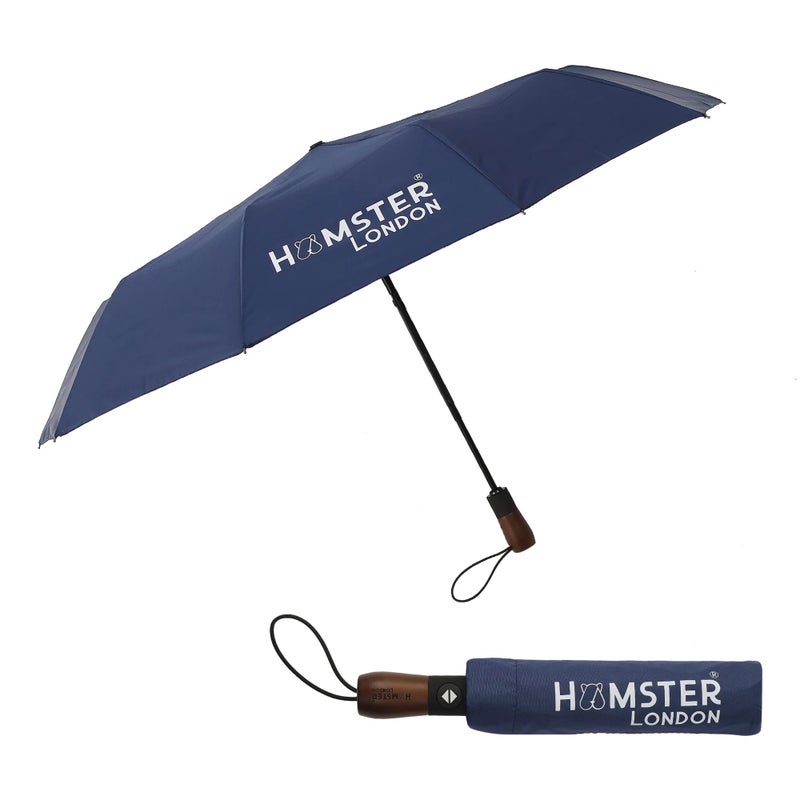 HAMSTER Wooden Automatic Open & Close Pocket Folding Umbrella Umbrella for Women, Men, and Kids 3 Fold Portable Umbrellas for Rain Big Size Windproof Umbrella for Travel (Blue) - Image 5